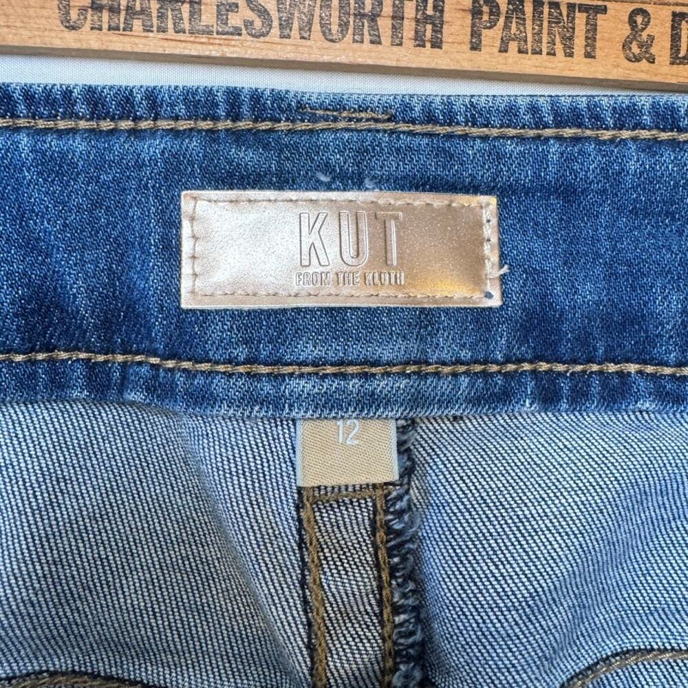 KUT from the Kloth Meg High Rise Wide Leg Jeans Women's 12 Blue Stretch - Picture 10 of 13